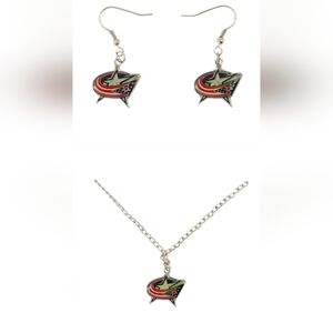 NHL _ Columbus  Blue Jackets _ Combo Earrings + Necklace (Bluearnec) | women |